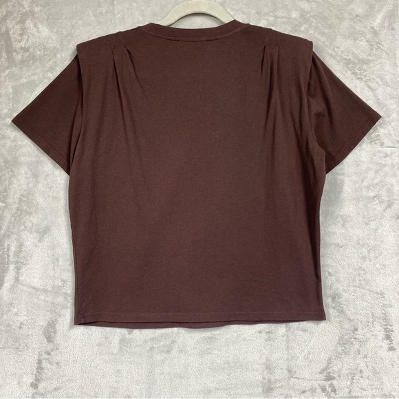Frame Padded Shoulder Tee in Mahogany Pleated Womens Size S - Picture 5 of 8